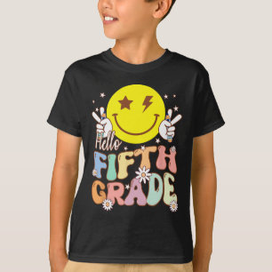Hej Femte Klass Hippie Smile Ansikte femte Klass b T Shirt