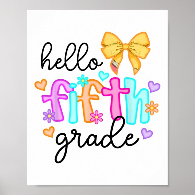 Hej femte klass lärare Coquette Pencil Bow Back Poster (Framsidan)