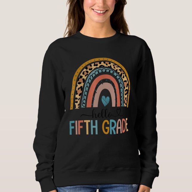 Hej Femte Klass-läraren Kids Boho Rainbow Back T Shirt (Framsida)