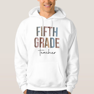 Hej femte klass leoparder första skoldagen lärar hoodie