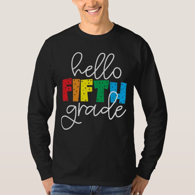 Hej Femte Klass - Roligt Back to school Lärare T Shirt (Framsida)