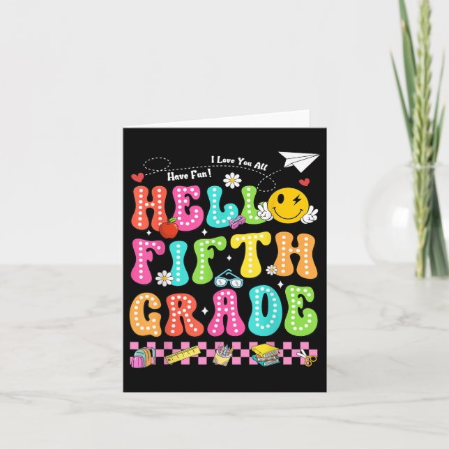 Hej Femte Klass-sjömil Ansikte-Back to school-lära Kort (Framsida)
