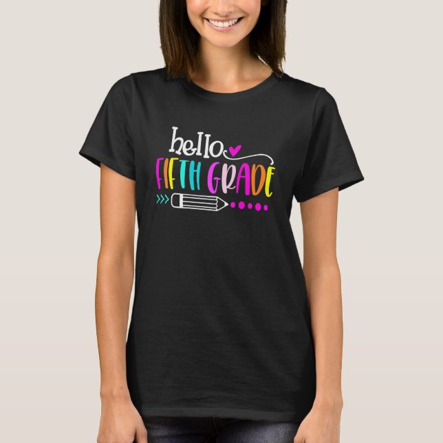 Hej Femte Klass-teamet Back to school Lärare Stud T Shirt (Framsida)