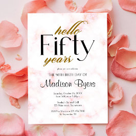 Hej femtio Chic Marble 50:e Födelsedagsfesten Inbjudningar