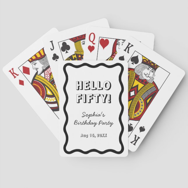 Hej femtio handskriven retro 50-årsfest casinokort (Baksidan)