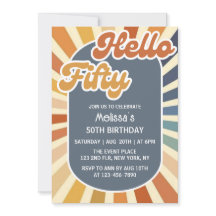 Hej Femtio Retro Sol Groovy Wave 50:e födelsedagen