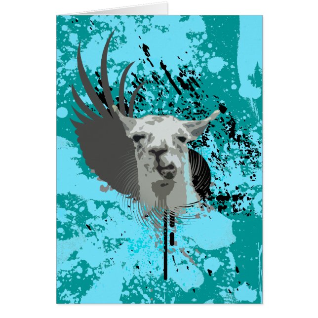 Hej-fi-llama. Hälsningskort (Framsidan)