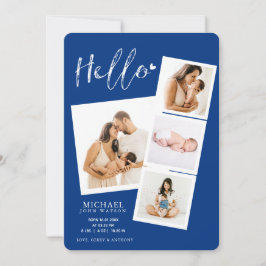 Hej Film Strip Photo Collage Pojke Birth Anno Meddelande