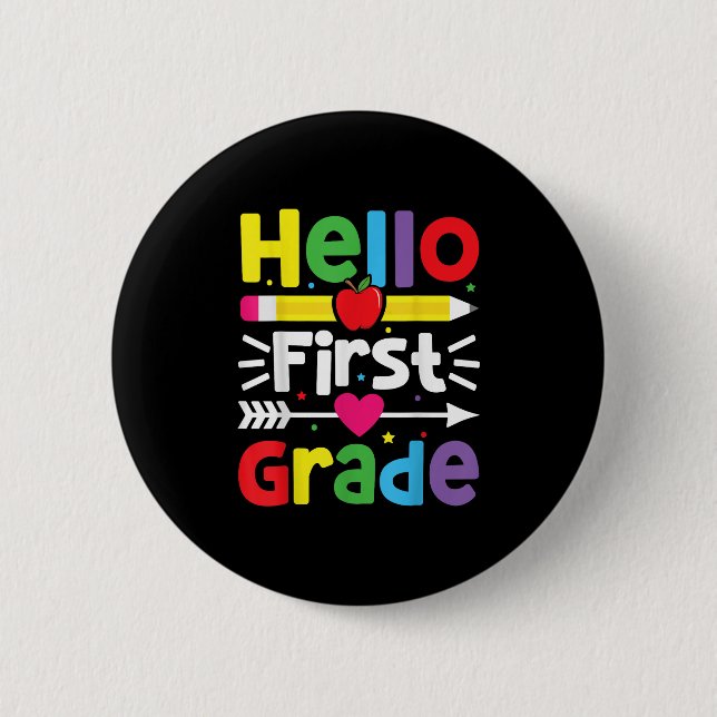 Hej First Klass 1:a Klass Back to school Lärare Knapp (Framsida)