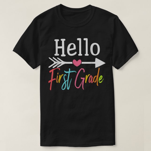 Hej First Klass 1:a Klass Back to school Lärare T Shirt (Design framsida)