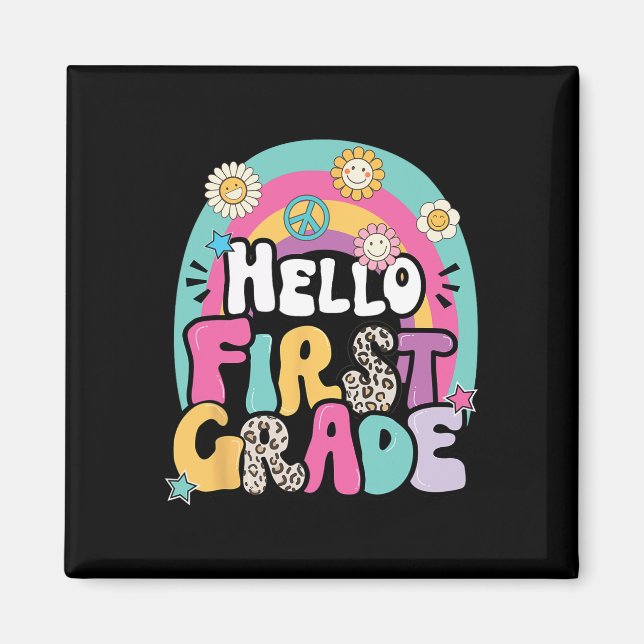 Hej First Klass Back to school Lärare första dagen Magnet (Framsidan)