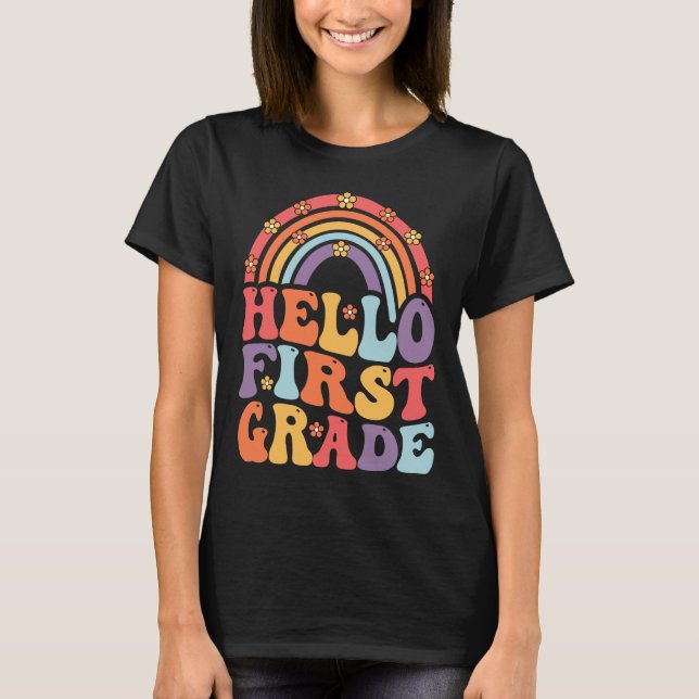 Hej First Klass Boho Rainbow Back to school T Shirt (Framsida)