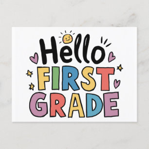 Hej First Klass - första Klass Back to school Kids Vykort