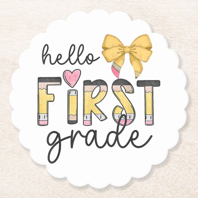 Hej First Klass Lacher Coquette Pencil Bow BAY Underlägg Papper (Framsida)
