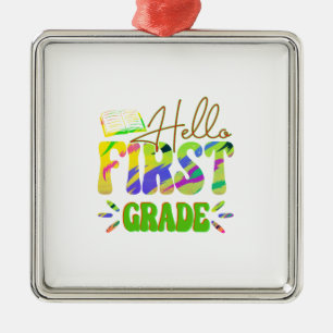Hej First Klass lärare Julgransprydnad Metall
