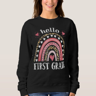 Hej First Klass Leopard Rainbow Teacher tillbaka t Shirt