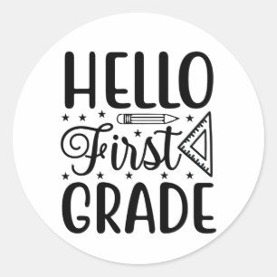 Hej First Klass Runt Klistermärke
