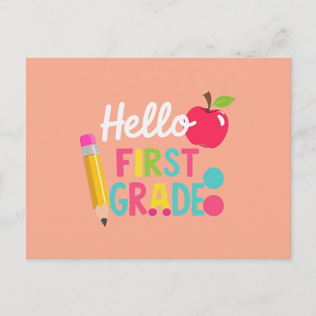 Hej First Klass Team 1:a Klass Back to school Vykort (Framsida)