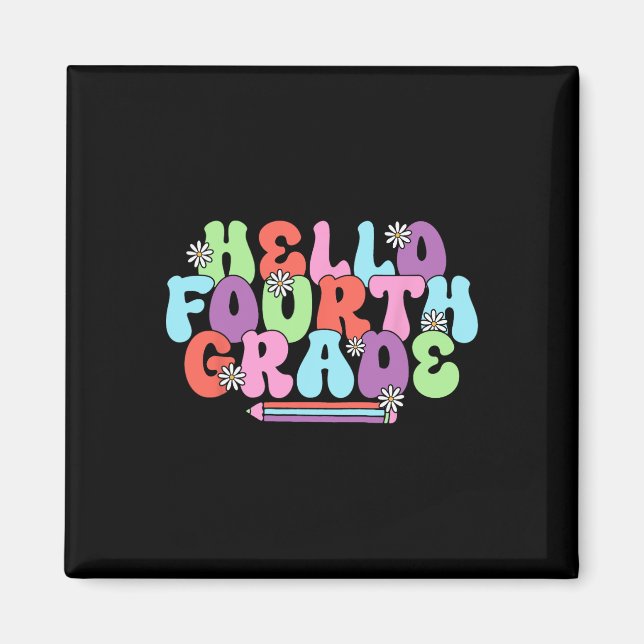Hej Fjärde Klass 4:e Klass Lärare Tjej Tillbaka Ti Magnet (Framsidan)