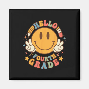 Hej Fjärde Klass Back to school Groovy Lärare Magnet