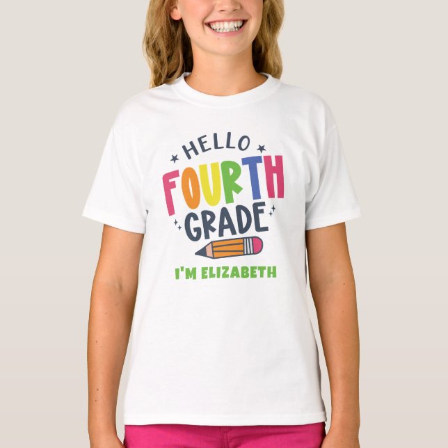 Hej fjärde klass back to school t shirt (Framsida)