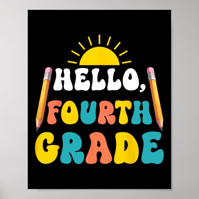 Hej fjärde klass lärare elever 4:e klass tillbaka poster (Framsidan)