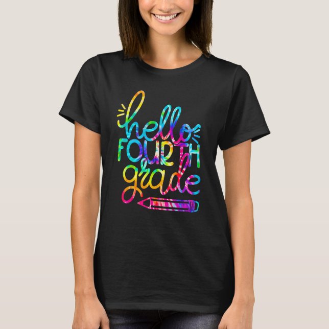 Hej Fjärde Klass Pencil Back to school Lärare K T Shirt (Framsida)