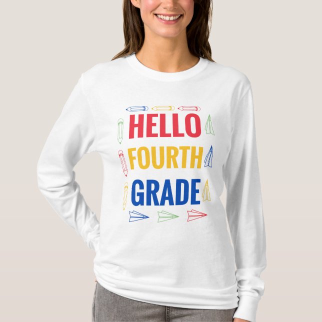 Hej Fjärde Klass T Shirt (Framsida)