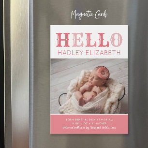 Hej Flicka Magnetic Photo Birth Notice