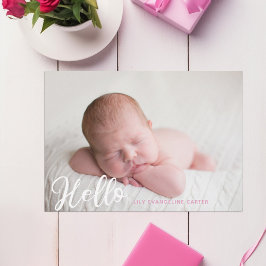 Hej Flicka Photo Simple Script Rosa Birth Meddelande