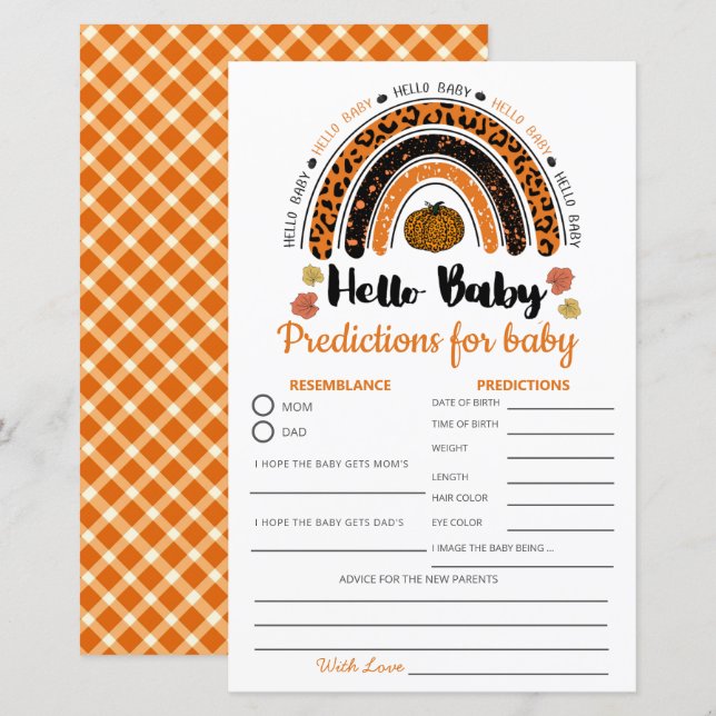 Hej Flicka Pumpkin Könsneutral förutsägelse (Fram/baksida)