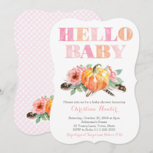 HEJ Flicka Shower Cards Pumpkins Ro Inbjudningar