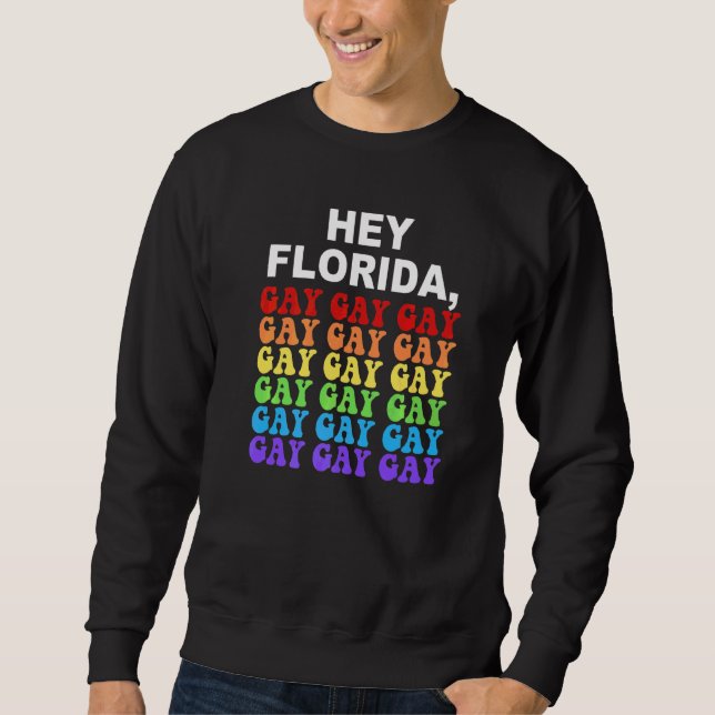 Hej Florida Säg Gay Lgbtq Rainbow Pride Lång Ärmad Tröja (Framsida)