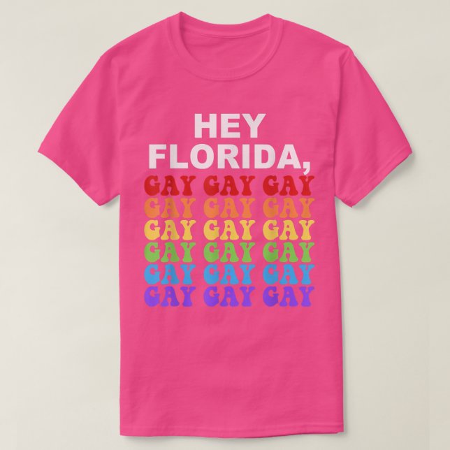 Hej Florida Säg Gay Night LGBTQ Rainbow Pride T Shirt (Design framsida)