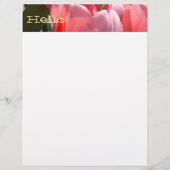 Hej! Flyers papper Rosa Tulpan Blommor Vår (Framsidan)