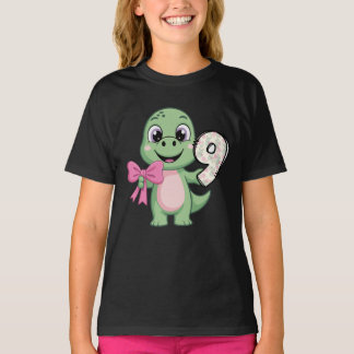 Hej födelsedagsflicka Nine Dinosaur Coquette-bow ( T Shirt