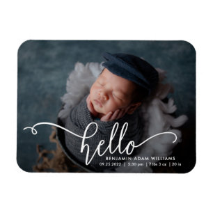 Hej Födelsemeddelande och Tack Magnet