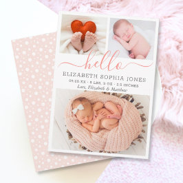 Hej födelsemeddelandekort Fotokollage Card Meddelande