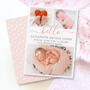 Hej födelsemeddelandekort Fotokollage Card Meddelande