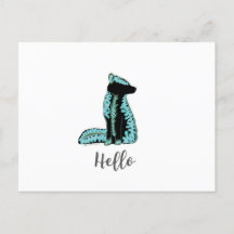 "Hej" Folk Fox Postcard Travel World USA