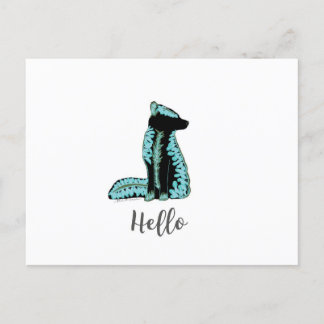 "Hej" Folk Fox Postcard Travel World USA Helg Vykort