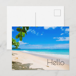 Hej för vackert Sunny Tropical Beach Photo Vykort