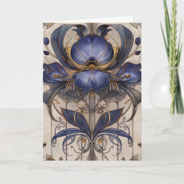 Hej för vit iris-typsblomma kort (Framsida)