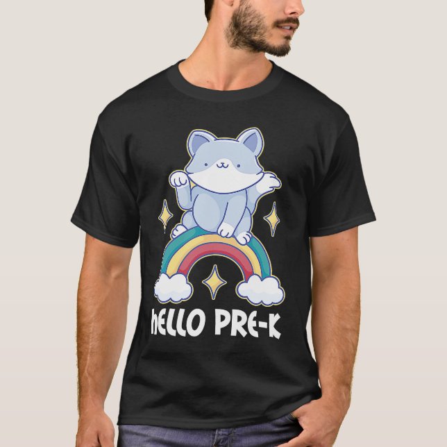 Hej före K med katt för skolan T Shirt (Framsida)