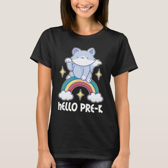 Hej före K med katt för skolan T Shirt (Framsida)