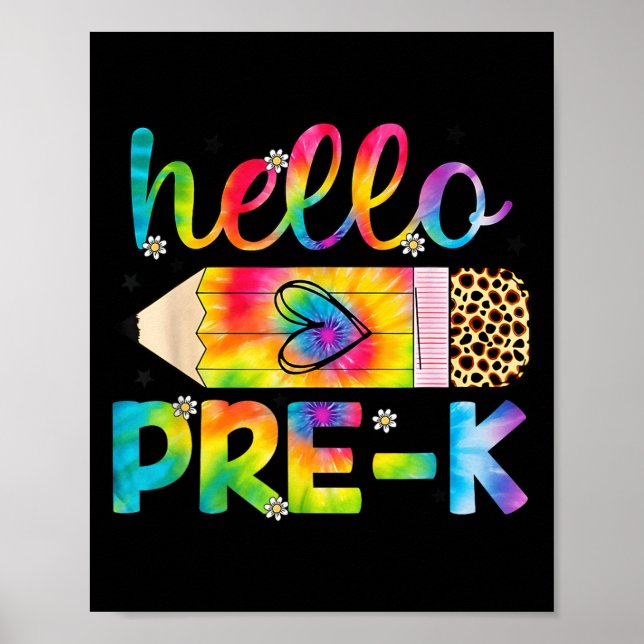 Hej förk Penna Tie Dye Back to school pre-k Poster (Framsidan)