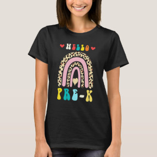 Hej Förskola Leopard Regnbåge Lärare Barn Tillbaka T Shirt