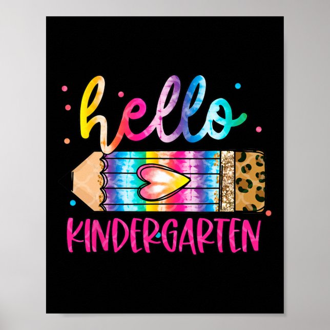 Hej förskola leopard tie dye penna söt te poster (Framsidan)