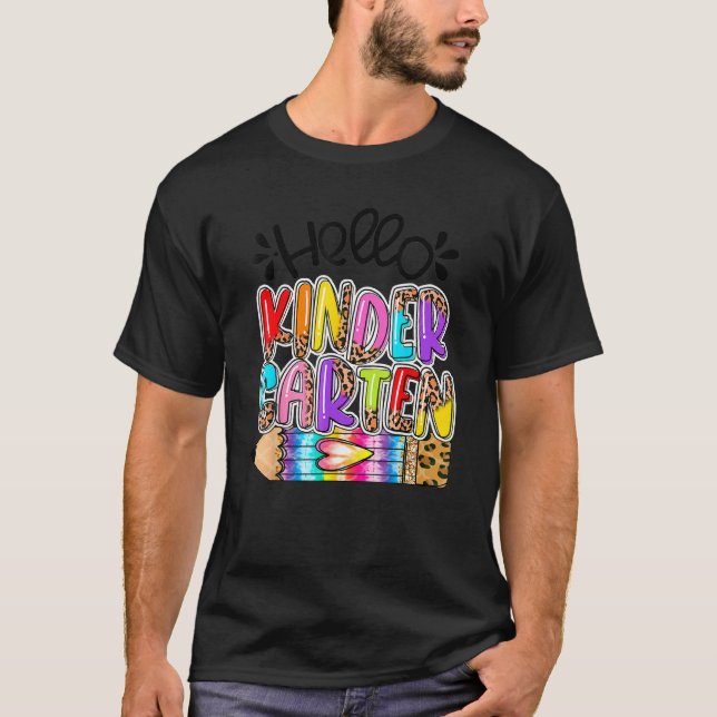 Hej förskola leopard tie dye penna  söt te t shirt (Framsida)