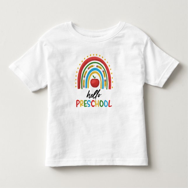 Hej Förskola Regnbåge Tillbaka Till Skolan T Shirt (Framsida)